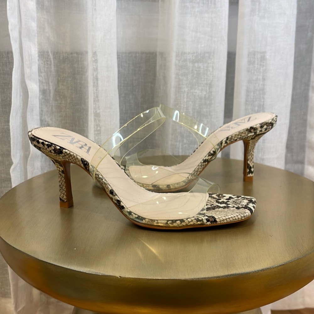 Zara Snake Print Kitten Heel - image 1
